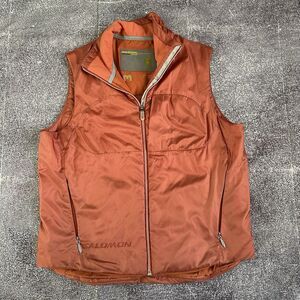 Womens Salomon Advanced Skin Burnt Orange Insulated Puffer Bike Vest Jacket Sz M
